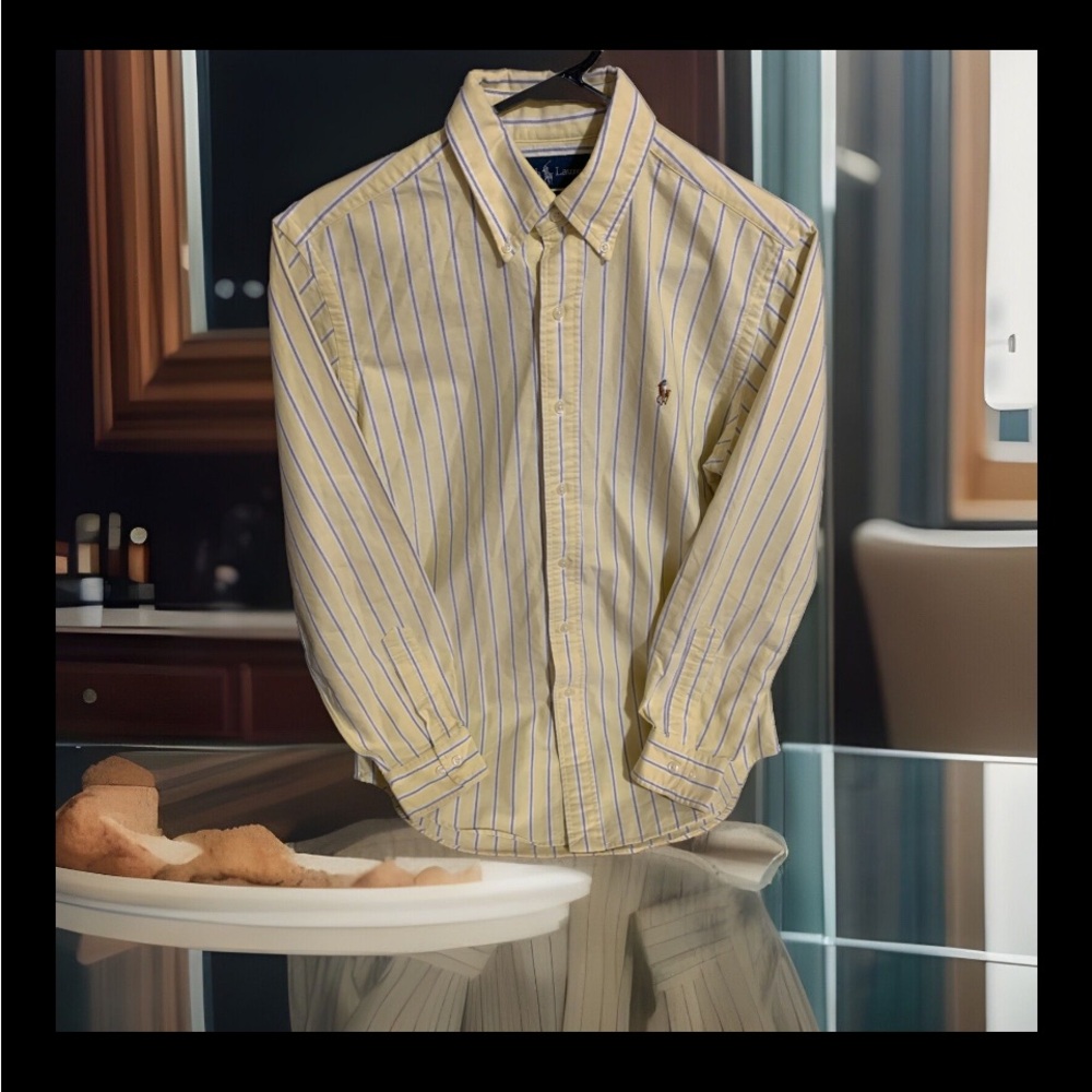 Ralph Lauren Yellow Stripe Button-Down Dress Shirt
